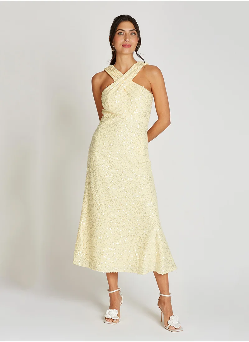 Little Mistress Cross Neck Maxi Dress