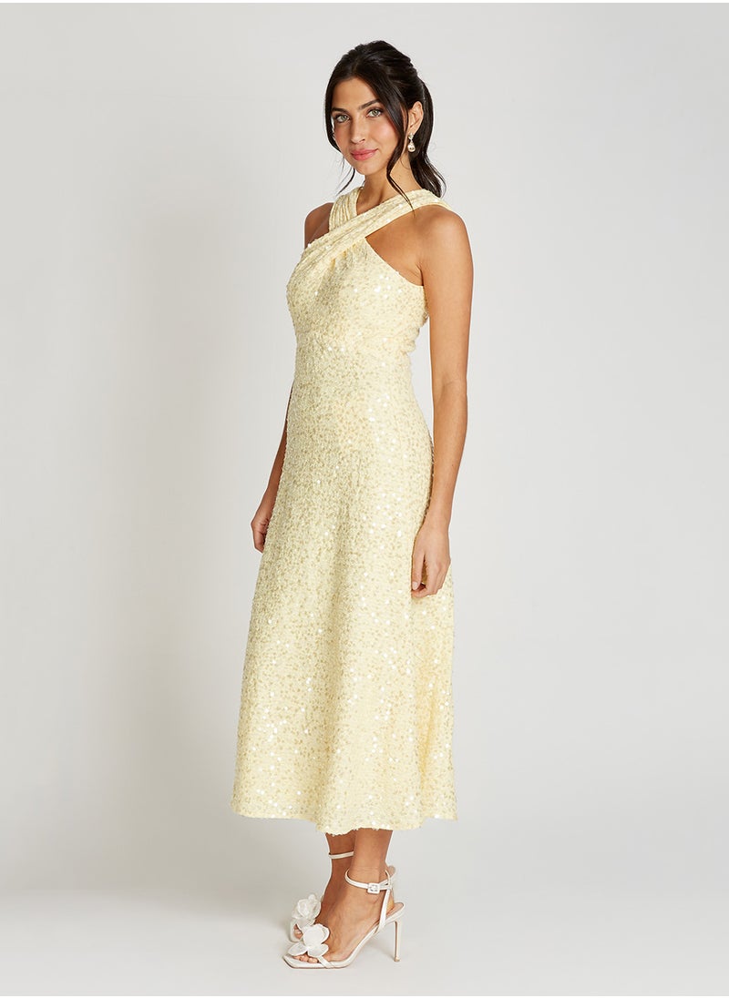 Little Mistress Cross Neck Midi Dress  - Image 4