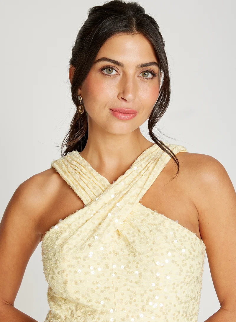 ليتل مسترس Sequin Halter Midi Dress