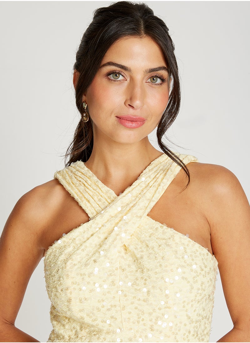 Little Mistress Cross Neck Midi Dress  - Image 3