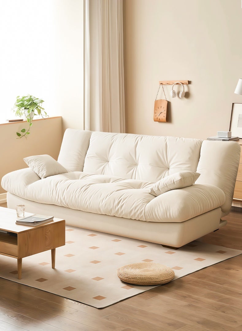 زينو أريكة مفردة قابلة للتحويل إلى سرير، أريكة مطوية مع مفرش أرضي، أريكة ناعمة لشخصين قابلة للتحويل إلى سرير بظهر مقابل قابل للتعديل – لغرفة المعيشة أو المطبخ – اللون الأبيض - Image 1