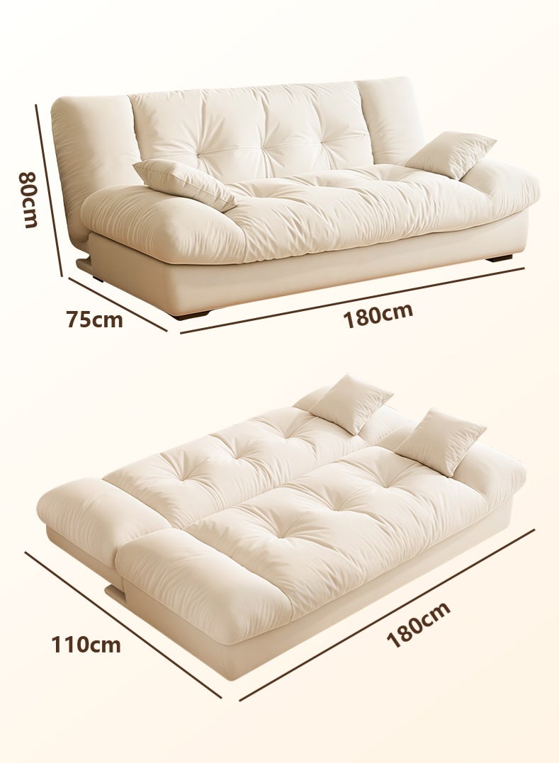 زينو أريكة مفردة قابلة للتحويل إلى سرير، أريكة مطوية مع مفرش أرضي، أريكة ناعمة لشخصين قابلة للتحويل إلى سرير بظهر مقابل قابل للتعديل – لغرفة المعيشة أو المطبخ – اللون الأبيض - Image 5