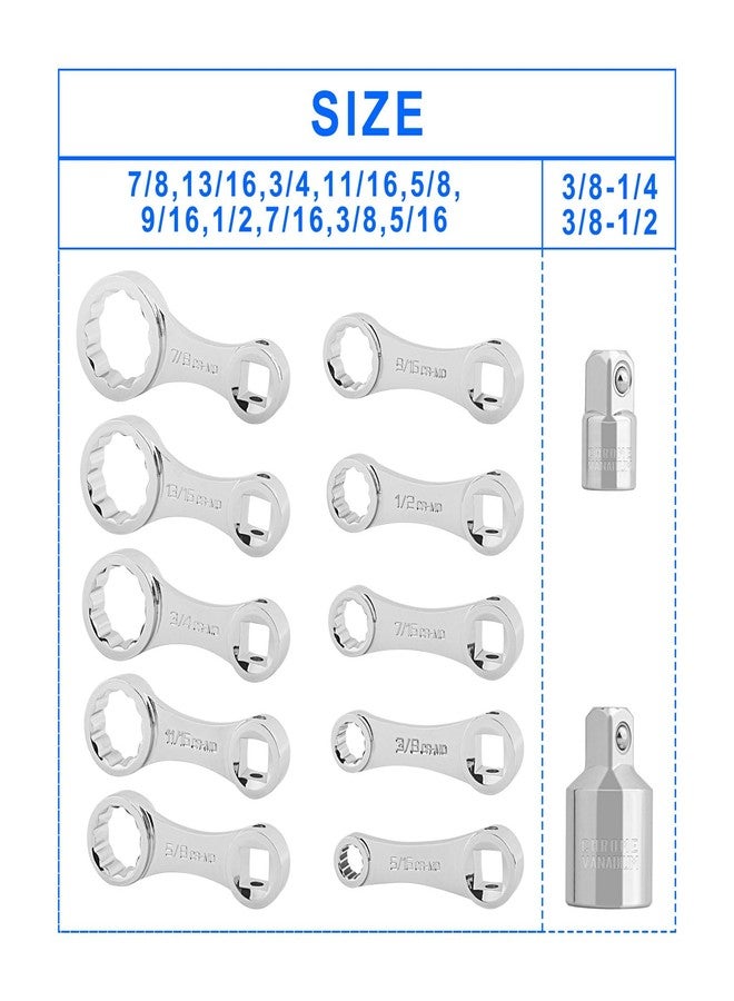 Gunpla 12pcs Torque Adapter Set, SAE 12 Point Fastener 3/8 inch Wrench Torques Adaptor Extension 42 Chrome Molybdenum Steel 5/16 - 3/8 inch Calculation Adjustment Calibration Tools Kit in Storage Case - Image 2
