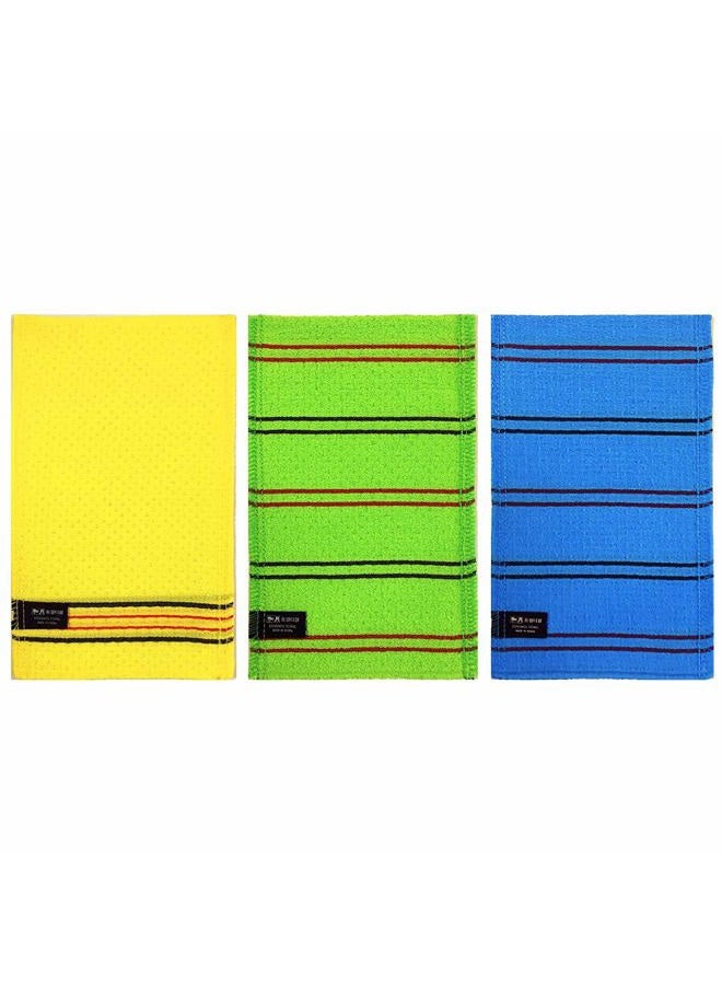 SONGWOL SongWol 3x LARGE Exfoliating Gloves (a Set of 3 DIFFERENT ABRASIVE LEVELS) Bath Wash Clothes Mitt - Image 1