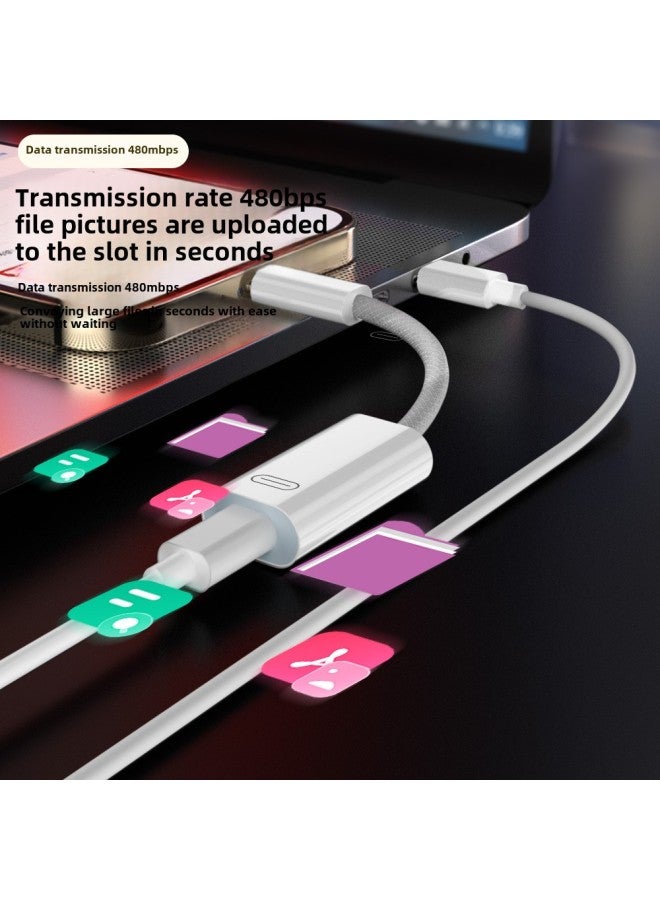 Type-c To Lightning Headphone Adapter Short Line Suitable For Apple IPhone 16 Headphone Audio Line-Color:Lc301 Lightning To C Three-in-one Short Line - Image 4