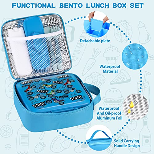 JXXM Bento Lunch Box for Kids With 8oz Soup thermo,Leak-proof Lunch Containers with 5 Compartment,thermo Food Jar and Lunch Bag, Food Containers for School (A-Blue(Extreme Locomotive)) - Image 4