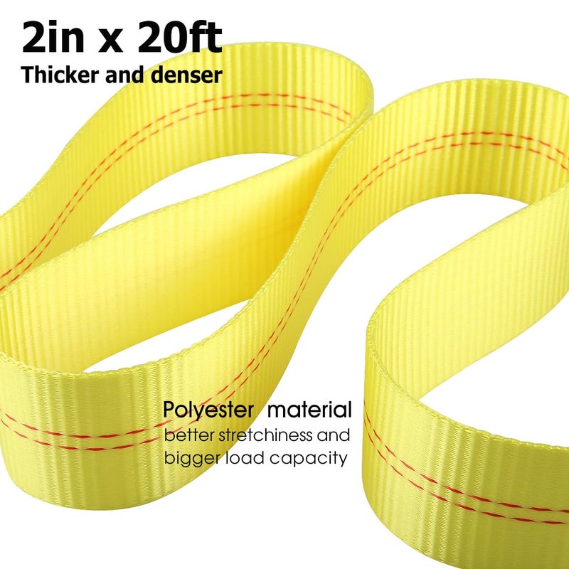 JCHL Recovery Tow Strap with Reinforced Loops 2inx20ft Heavy Duty 24,000lb Break Strength Vehicle Recovery Rope Use for Emergency Towing Rope, Tree Saver, Winch Extension, Triple Reinforced Loops - Image 4