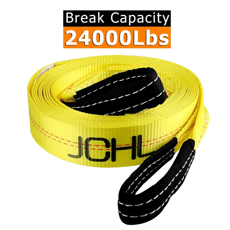 JCHL Recovery Tow Strap with Reinforced Loops 2inx20ft Heavy Duty 24,000lb Break Strength Vehicle Recovery Rope Use for Emergency Towing Rope, Tree Saver, Winch Extension, Triple Reinforced Loops - Image 2