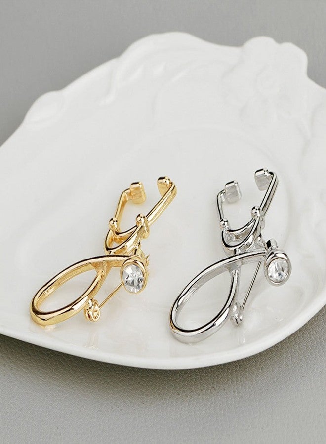 MINGHUA Stethoscope Brooch Stethoscope Pin Nurse, Medical Student Graduation Gift, Physician Jewelry (Gold) - Image 4