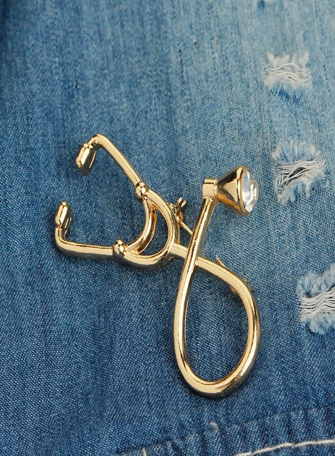 MINGHUA Stethoscope Brooch Stethoscope Pin Nurse, Medical Student Graduation Gift, Physician Jewelry (Gold) - Image 2
