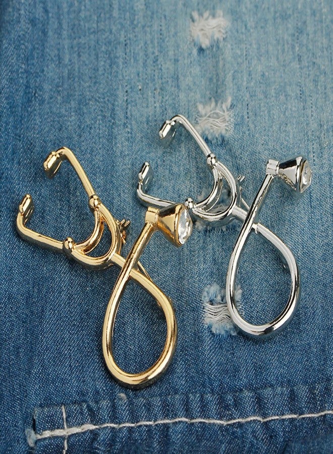 MINGHUA Stethoscope Brooch Stethoscope Pin Nurse, Medical Student Graduation Gift, Physician Jewelry (Gold) - Image 3