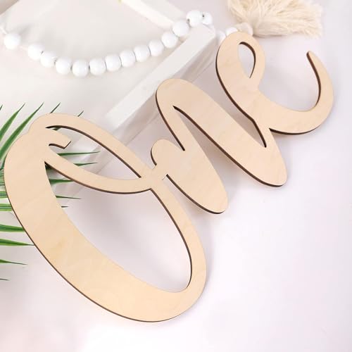 Curious Button Unfinished Wooden One Letter Banner Perfect for First Birthday Photo Shoots, Cake Smashes, Photo Props, Wooden One Letter Cutout for Boys or Girls (16IN) - Image 1