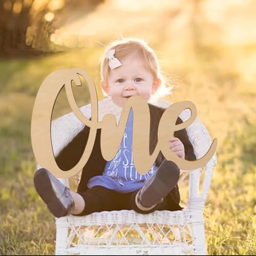 Curious Button Unfinished Wooden One Letter Banner Perfect for First Birthday Photo Shoots, Cake Smashes, Photo Props, Wooden One Letter Cutout for Boys or Girls (16IN) - Image 2