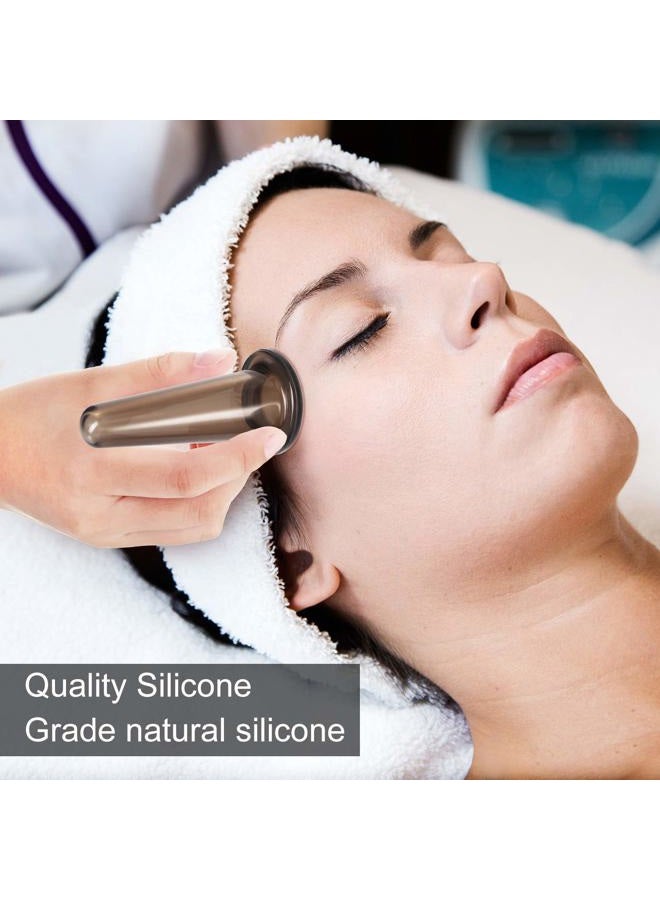 BBTO Silicone Facial Cupping Set, Vacuum Massage Cup Kit for Body, Face, Neck, Back, and Eye, 6 Cups and Exfoliating Brush(Black) - Image 5