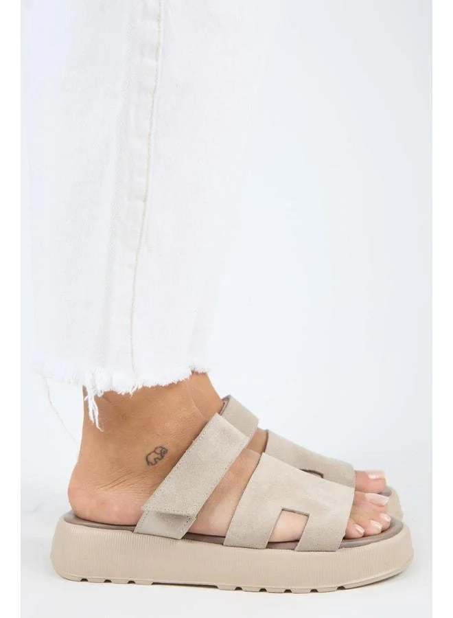 Manijero  Seina Women's Genuine Leather strap Beige Slippers for Women | Best Price UAE
