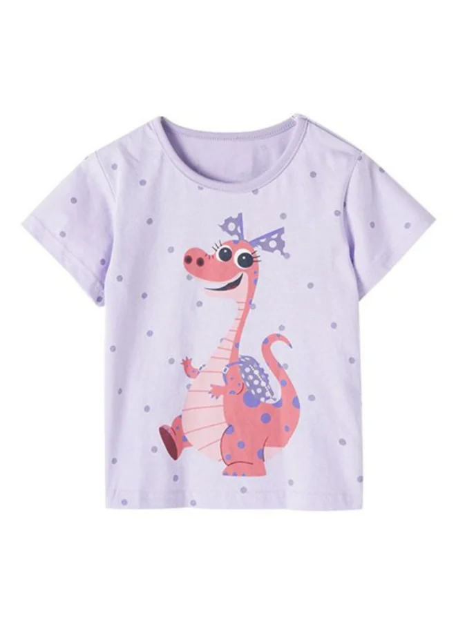 يونيكي Lavender Crew Neck Short Sleeve Printed Top