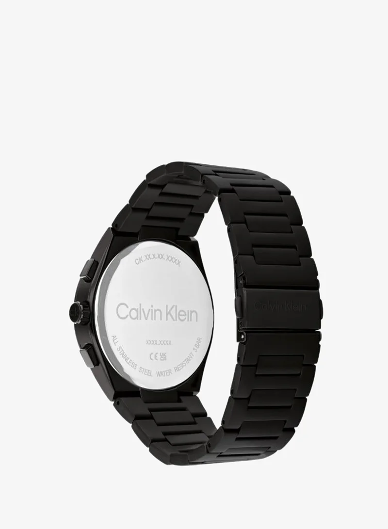 Calvin Klein Men's Multifunction Watch, Black Dial, Black Stainless Steel Strap