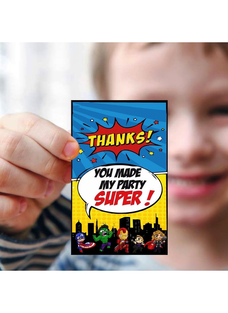 Balloonistics Balloonistics Kids Little Hero Theme Thank You Tags Thank u Cards for Return Gifts (20 Nos Cards and Glue Dots)  - Image 1