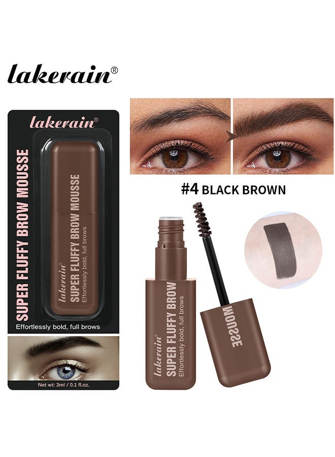 lakerain Super Fluffy  Brow Mousse 6 Colors All Day Tinted Brow Gel For Soft Full Brows- #4BLACK BROWN - Image 2