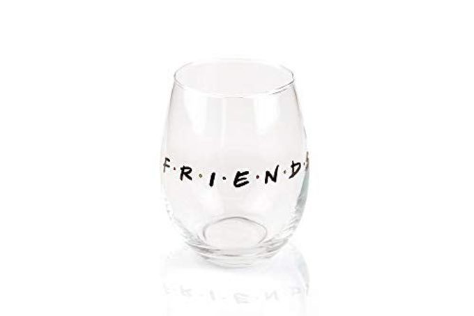 Silver Buffalo Friends Doodle Logo Stemless Wine Glass, 20 Ounces