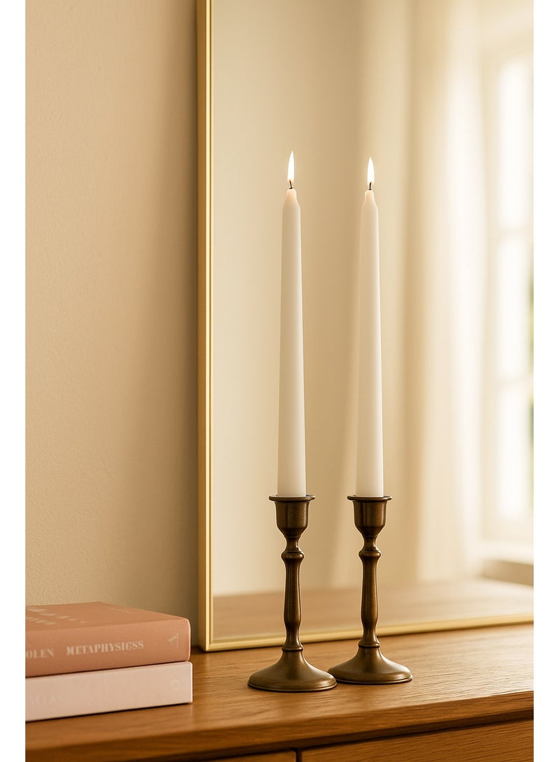 Home Care مجموعة 12 قطعة من الشموع البيضاء الطويلة الأنيقة بدون قطرات للزفاف، العشاء، ديكور المنزل والاحتفالات الدينية | شموع شمعية غير معطرة، بدون دخان في علبة هدايا فاخرة - Image 3