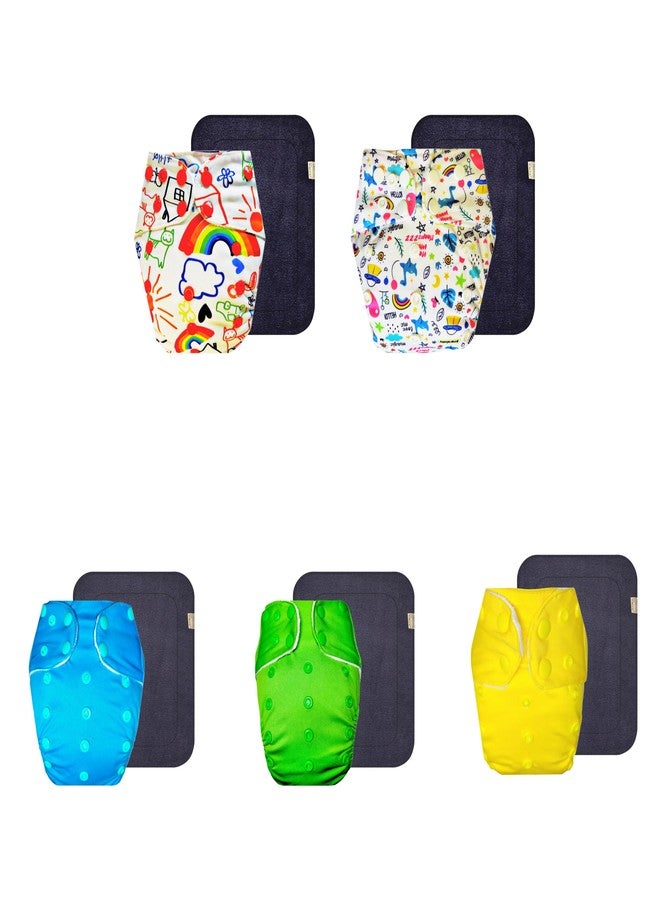 حفاضات دمبلدو القماشية الممتازة مع حشوة رمادية (عبوة من 5) | ناعمة ولطيفة | مانعة للتسرب | سهلة التنظيف | موثوق بها من قبل الأمهات | من 3 أشهر إلى 3 سنوات | للجنسين - Image 1