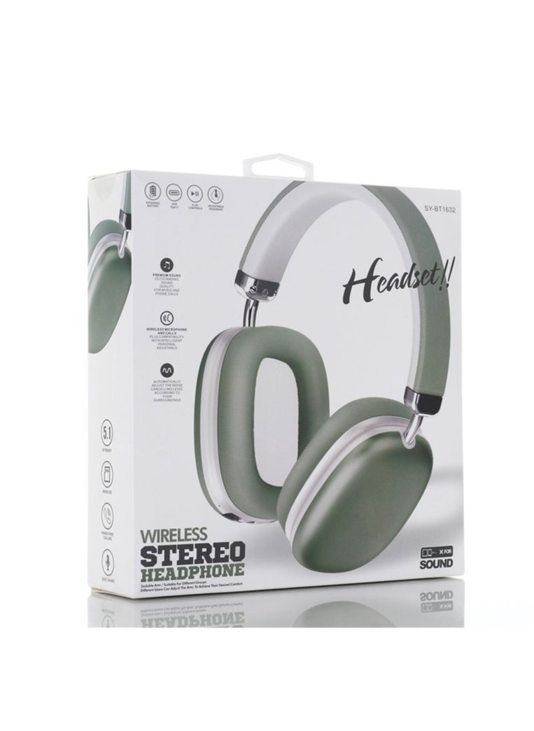 GULFLINK SY-BT1632 Wireless Headphone Gaming Headset Foldable Bluetooth Earphones Green  - Image 2