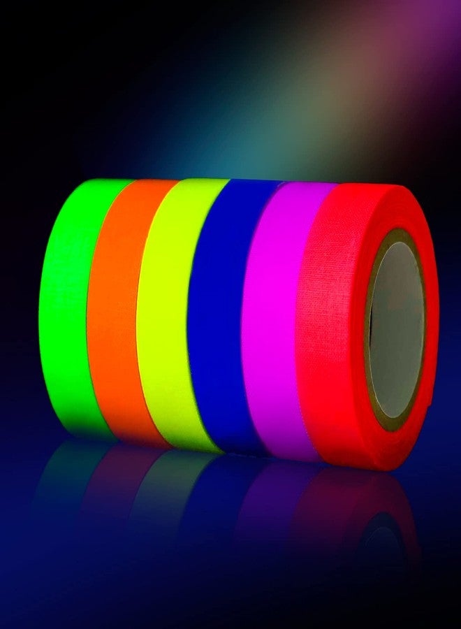 Sundee UV Blacklight Reactive - 0.59 × 33ft - Fluorescent Cloth Tape for Glow Party, Neon Party Tape (6 Colors) - Image 1