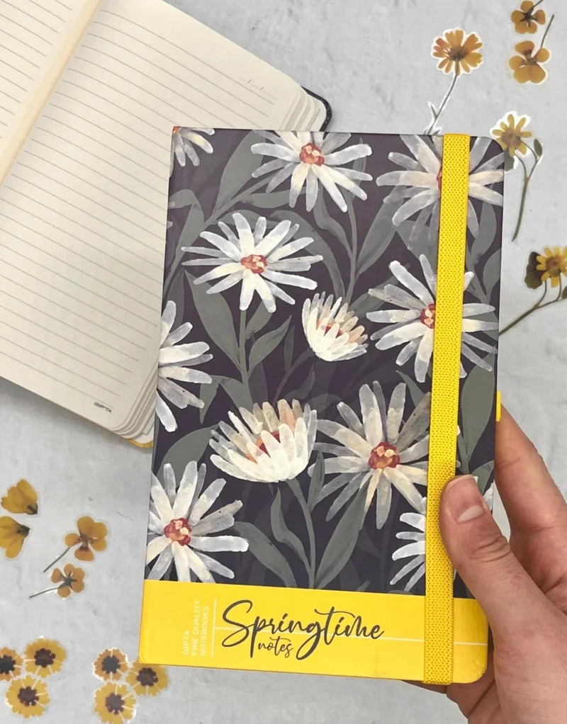 Kağıt Gemi Dükkan Paper Ship Shop Black Floral Pattern Hard Cover Agenda Notebook Planner Bullet Journal