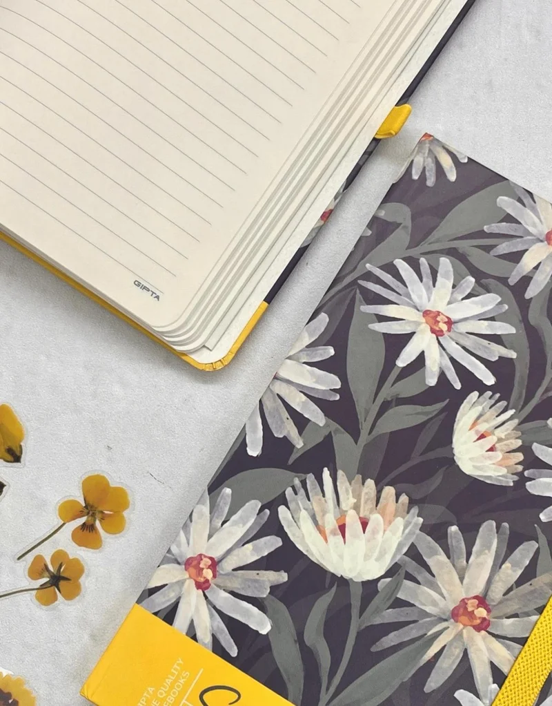 Kağıt Gemi Dükkan Paper Ship Shop Black Floral Pattern Hard Cover Agenda Notebook Planner Bullet Journal