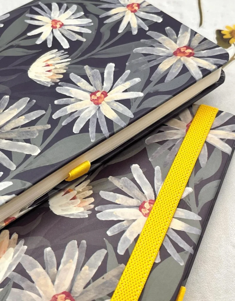 Kağıt Gemi Dükkan Paper Ship Shop Black Floral Pattern Hard Cover Agenda Notebook Planner Bullet Journal
