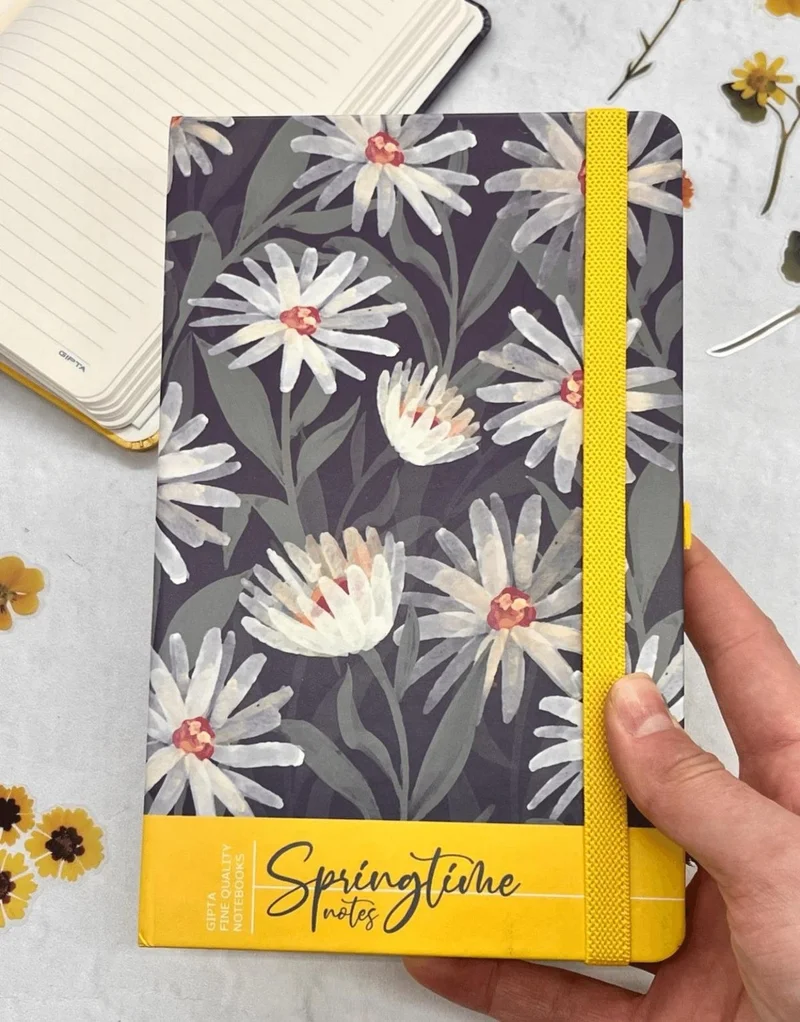 Kağıt Gemi Dükkan Paper Ship Shop Black Floral Pattern Hard Cover Agenda Notebook Planner Bullet Journal