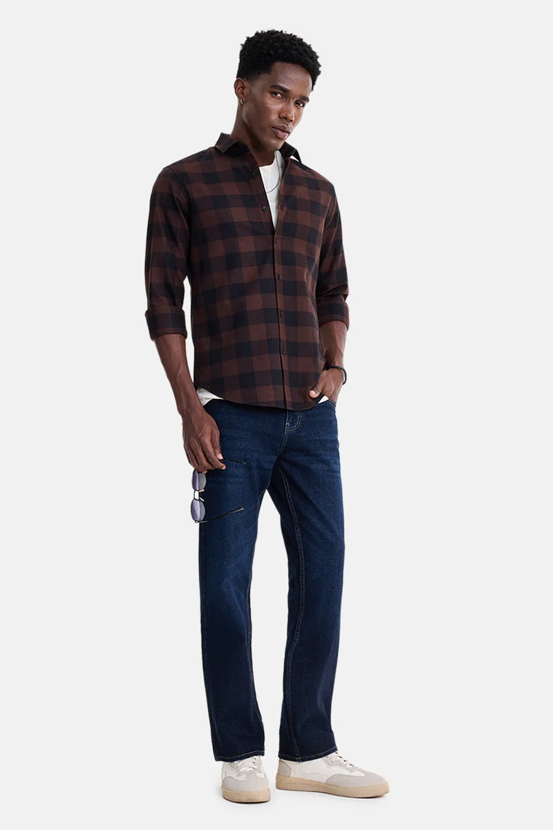 سنيتش Dark Blue Solid Straight Fit Casual Jeans