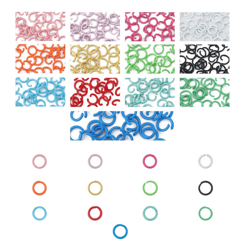 DADIFEN Colored Jump Rings 650pcs 13 Colors Iron Open Jump Rings for Jewelry Making Supplies 8 mm Ring Connectors for Earring Bracelet Necklace
