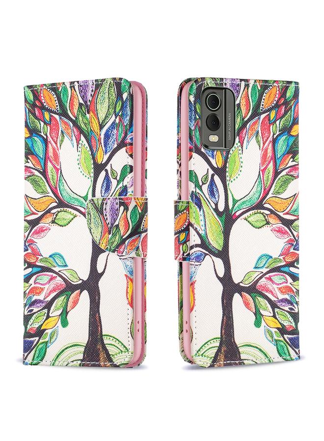 S-TOP Case For Nokia C32 Colored Drawing Pattern Leather Phone Case - Image 1
