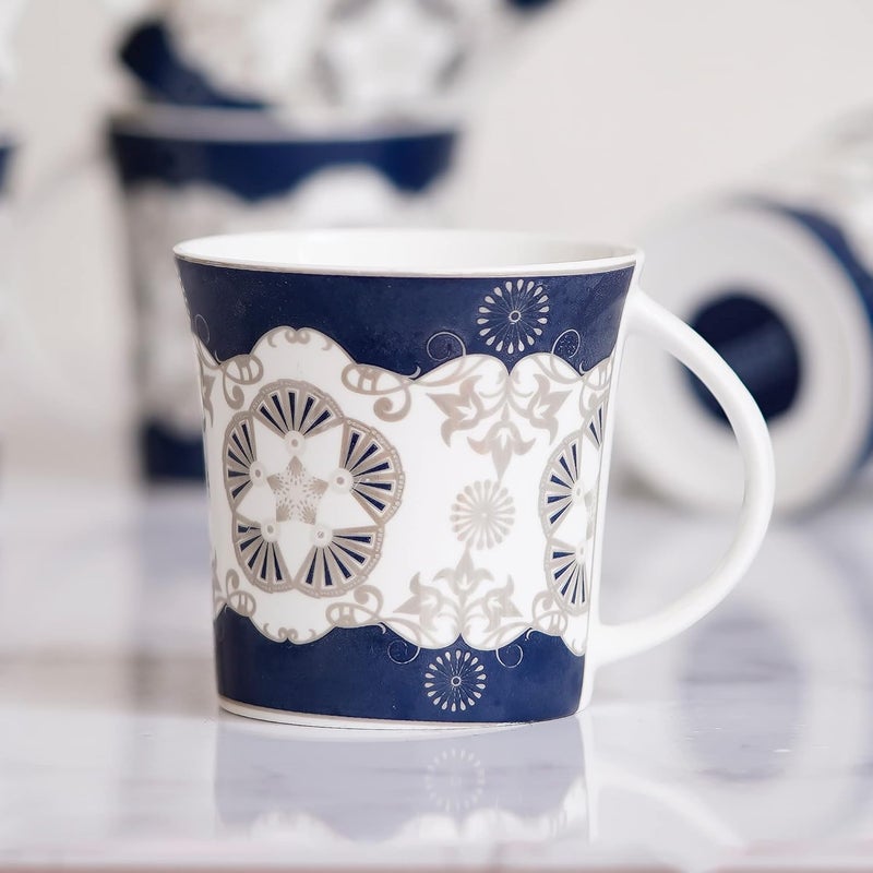 Femora Ceramic Handcrafted Design Coffee & Tea Cup Set of 4, 160 ML, Blue - Image 5