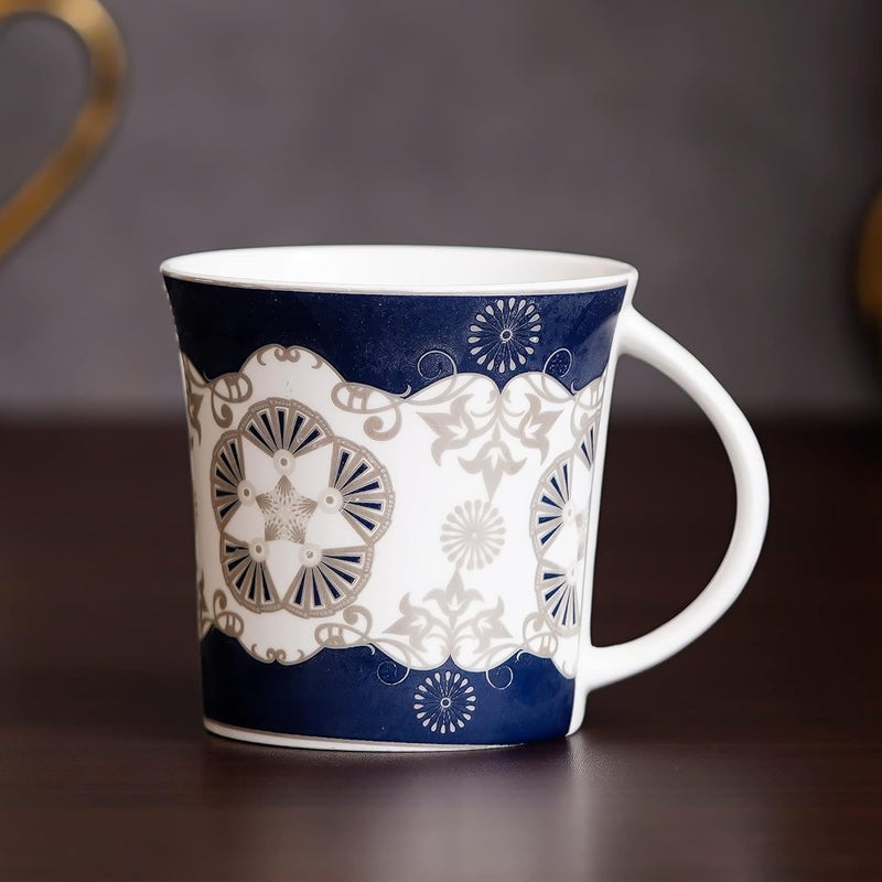 Femora Ceramic Handcrafted Design Coffee & Tea Cup Set of 4, 160 ML, Blue - Image 1