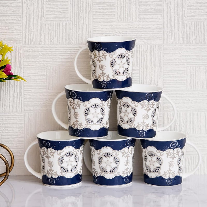 Femora Ceramic Handcrafted Design Coffee & Tea Cup Set of 4, 160 ML, Blue - Image 4
