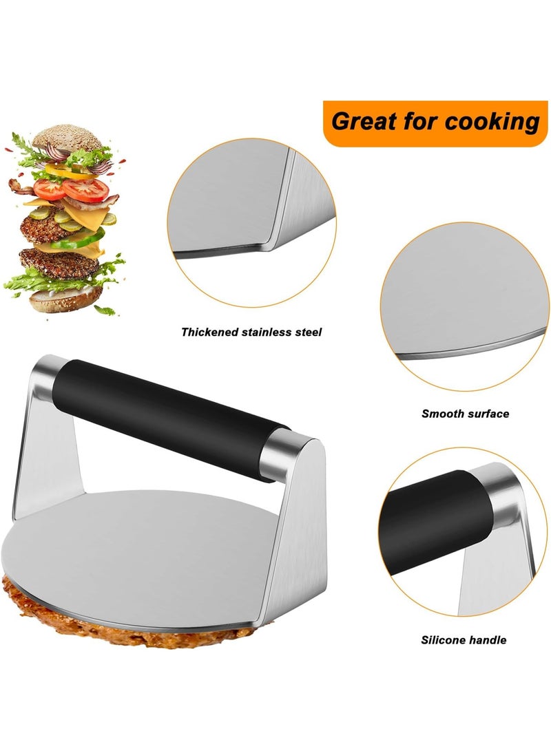 Walpck Smash Burger Press, Hamburger Smasher Tool for Griddle, Stainless Steel Ham Patty Press with Anti-Scald Handle, 5.5" Non Stick Grill Press for Smashburger, Bacon, Ground Beef, Meat, Sausage - Image 3