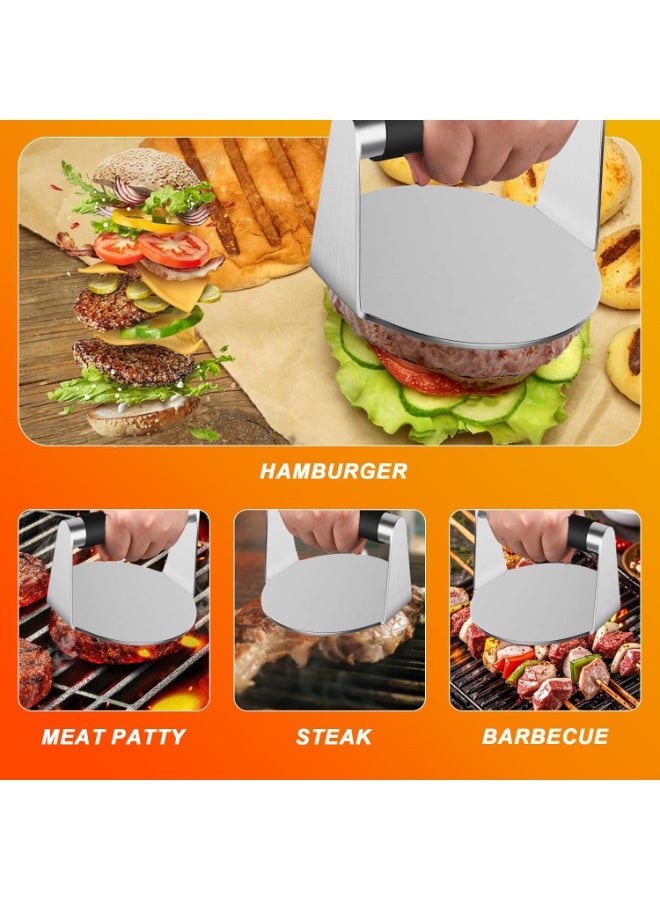Walpck Smash Burger Press, Hamburger Smasher Tool for Griddle, Stainless Steel Ham Patty Press with Anti-Scald Handle, 5.5" Non Stick Grill Press for Smashburger, Bacon, Ground Beef, Meat, Sausage - Image 2