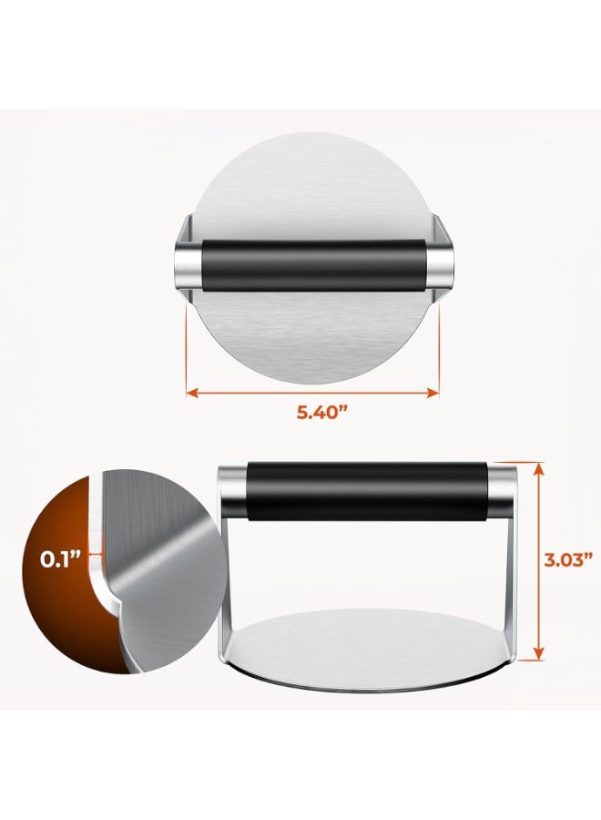 Walpck Smash Burger Press, Hamburger Smasher Tool for Griddle, Stainless Steel Ham Patty Press with Anti-Scald Handle, 5.5" Non Stick Grill Press for Smashburger, Bacon, Ground Beef, Meat, Sausage - Image 4