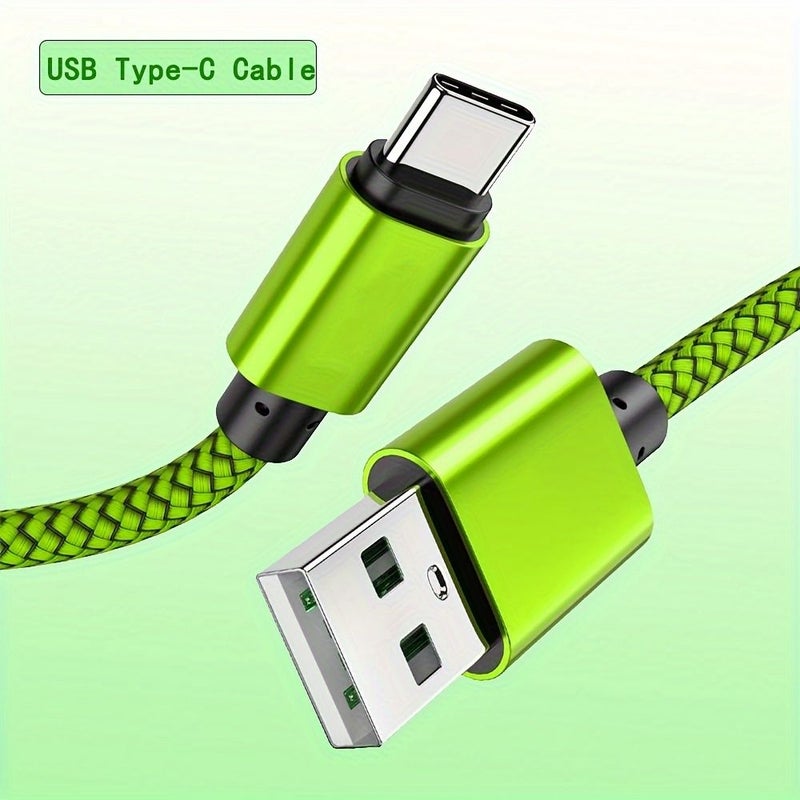 كابل شحن سريع من النوع USB A إلى C، لونه رمادي، بقوة 2.4 أمبير، وطوله 78.74 بوصة، مضفر بنايلون. - Image 1