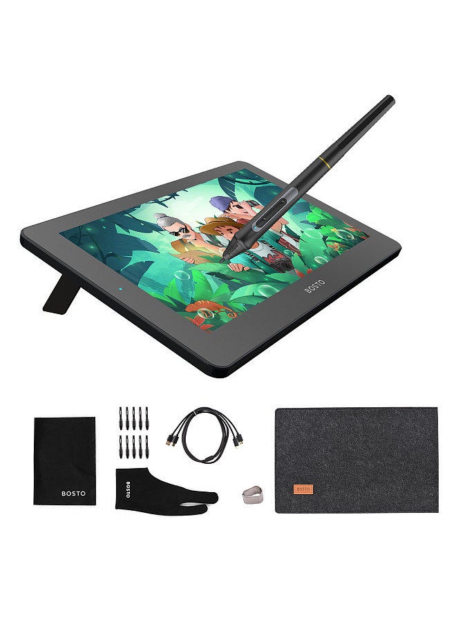 BOSTO BT-12HD Portable 11.6 Inch HD H-IPS LCD Graphics Drawing Tablet 1366*768 Display Support 8192 Pressure Level Passive Technology with Tilt Function USB-Powered Low Consumption Drawing Tablet  - Image 1