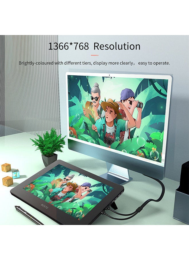 BOSTO BT-12HD Portable 11.6 Inch HD H-IPS LCD Graphics Drawing Tablet 1366*768 Display Support 8192 Pressure Level Passive Technology with Tilt Function USB-Powered Low Consumption Drawing Tablet  - Image 5