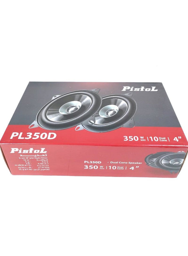 PistoL PL350D 4 Inch Dual Cone Car Speaker Pair 350W Max Power Flush Mount Auto Audio Speakers, Full Range Car Door Speaker System, High Power Vehicle Stereo Sound Speaker Set for Cars Trucks SUVs and Automotive Audio Upgrade - Image 2