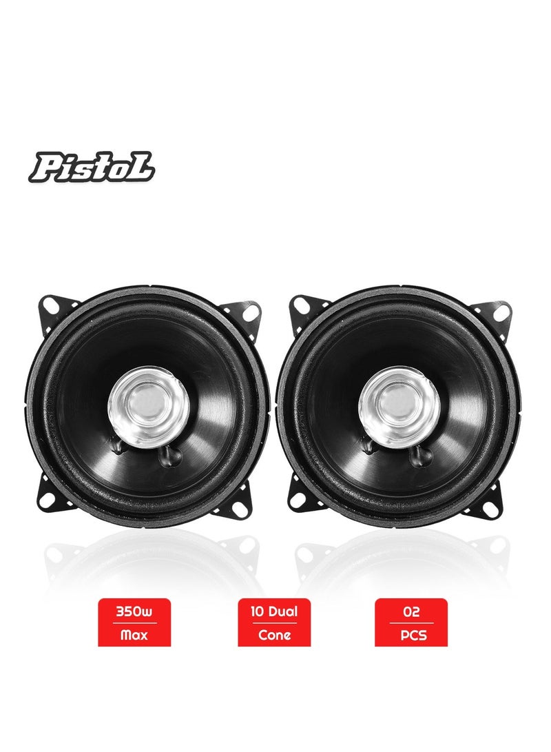 PistoL PL350D 4 Inch Dual Cone Car Speaker Pair 350W Max Power Flush Mount Auto Audio Speakers, Full Range Car Door Speaker System, High Power Vehicle Stereo Sound Speaker Set for Cars Trucks SUVs and Automotive Audio Upgrade - Image 1