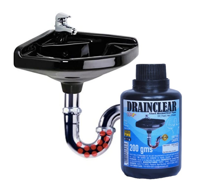 CERO ® DRAINCLEAR (DRY POWDER) Removes Clogs, Blockages in Washbasin, Septic Tank, Sinks, Pipes within 30 mins.Drain expert | Sink cleaner| Toilet Cleaner (180g) - Image 2