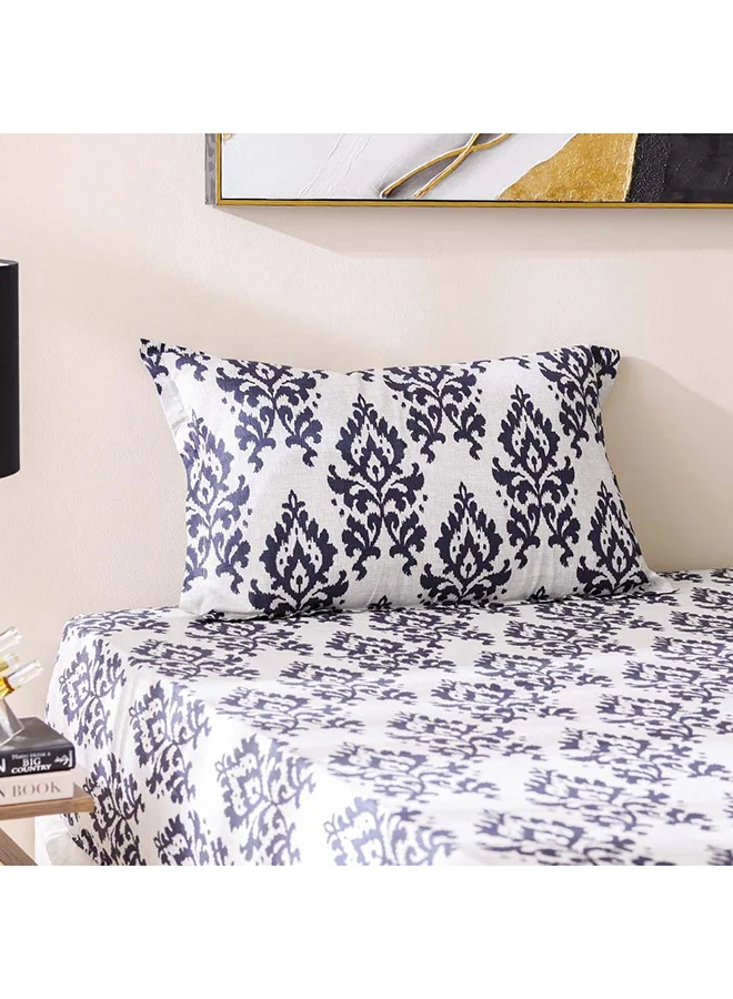 دانوب هوم Danube Home Bliss 2 Piece Single Fitted Sheet Set 120x200 cm Lt. Grey | Cotton /Viscos -180 Thread Count Bedding Set For Bedroom