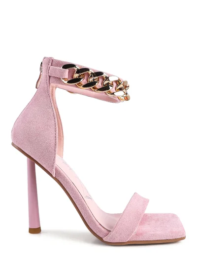 London Rag Micro Suede High Heel Sandals in Pink