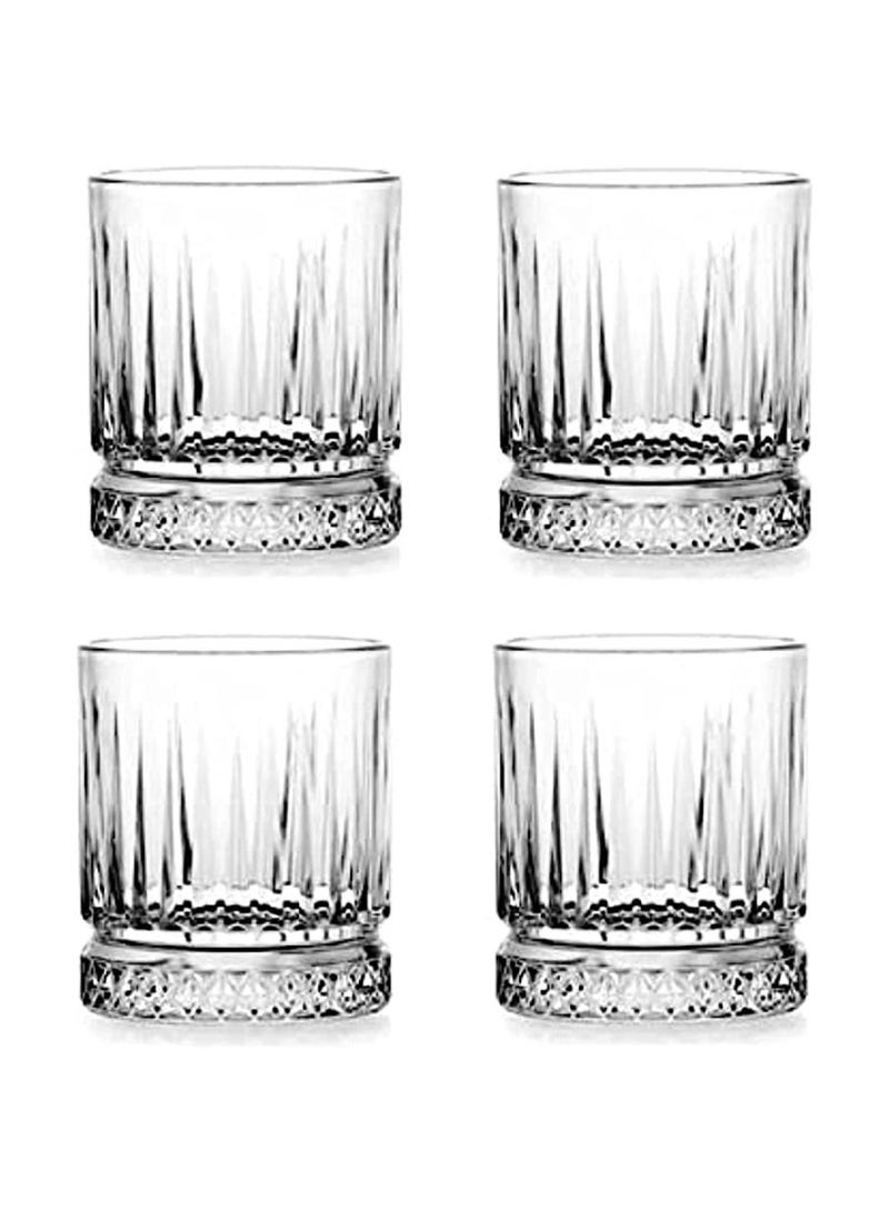 Vitacelli Glasses Set of 4, Transparent, 355 ML Multi Line Design Glass for Drinking Bourbon, Cocktails, Cognac - Old Fashioned Cocktail Tumblers - Image 2